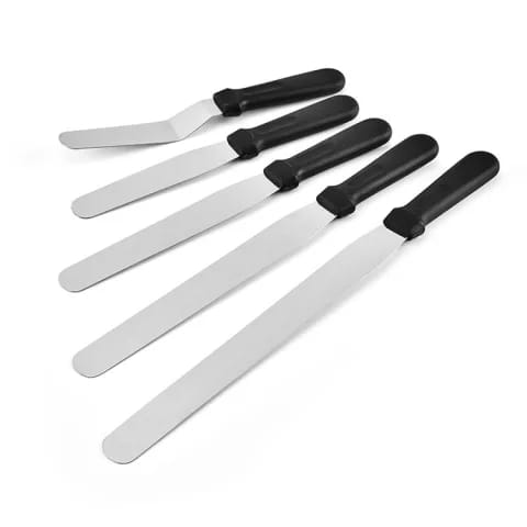 Plastic Handle Palette Knife for Cake Decorating, Straight and Angled Icing Spatula Options in 8, 10 and 12 Inch Sizes, Baking Tool for Spreading Cream, Smoothing Frosting and Decorating Cakes