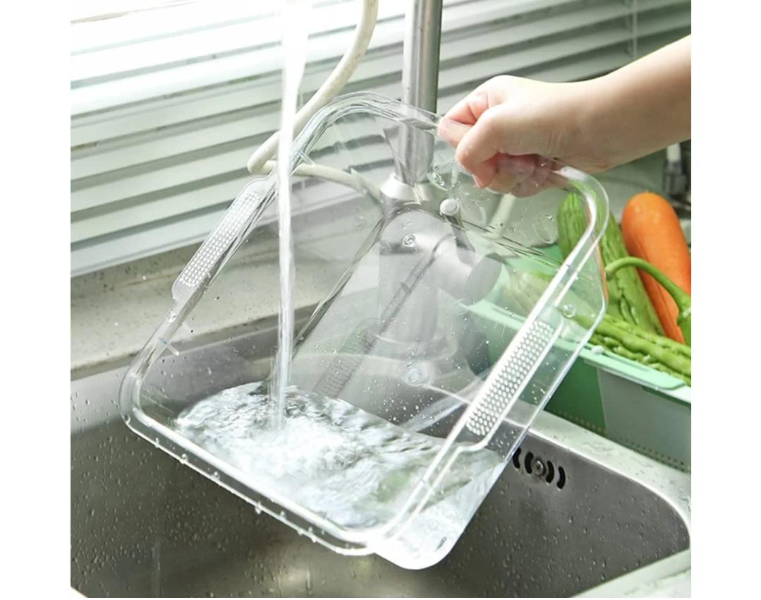 Adjustable Over-the-Sink Vegetable Drainer and Utensil Rack, Multipurpose Kitchen Organizer for Washing and Draining Fruits, Vegetables, Cutlery and Kitchen Utensils, Space-Saving Sink Storage Solutio