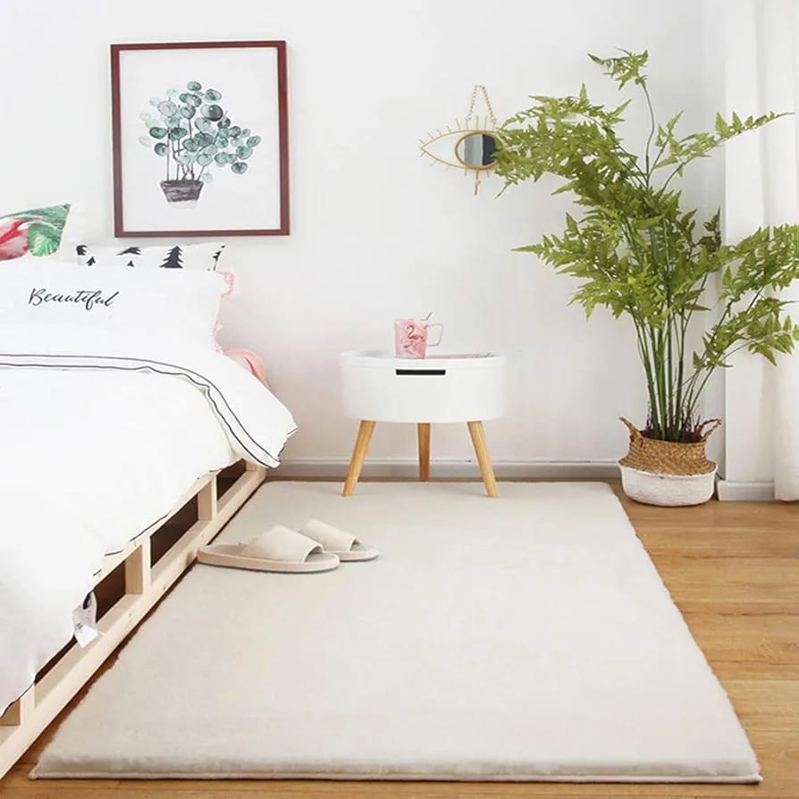 6 × 7ft  Modern Luxury Nordic Style Rabbit Fur Carpet – Ultra-Soft, Smooth and Comfortable Decorative Floor Rug for Bedroom, Living Room and Home Décor