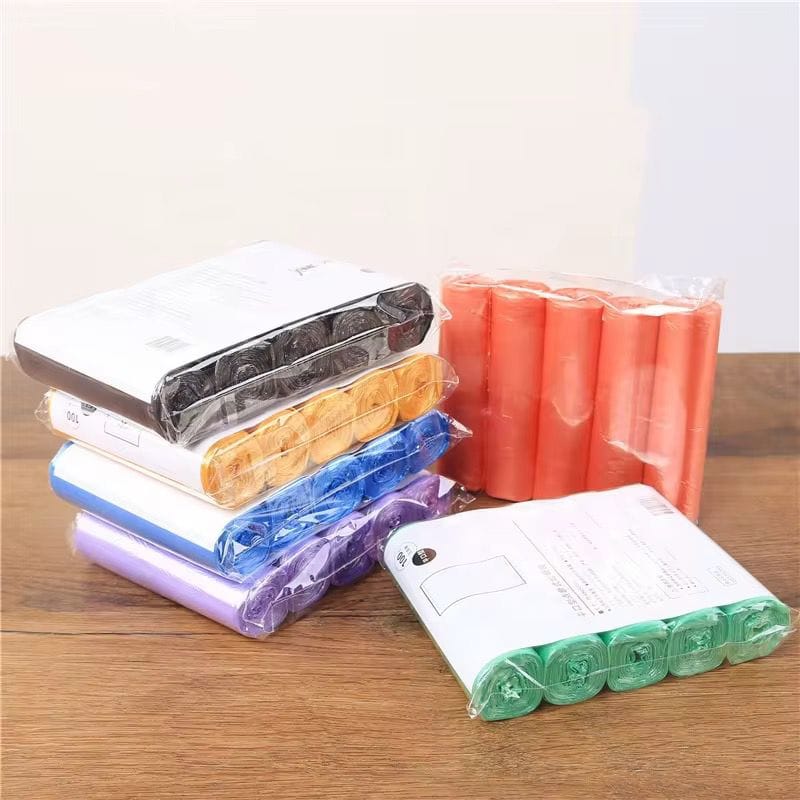 100-Piece Garbage Trash Bags, 5-Roll Pack with 20 Bags Per Roll, 45 × 50cm Disposable Waste Bin Liners for Kitchen, Home, Office and Everyday Household Waste Disposal