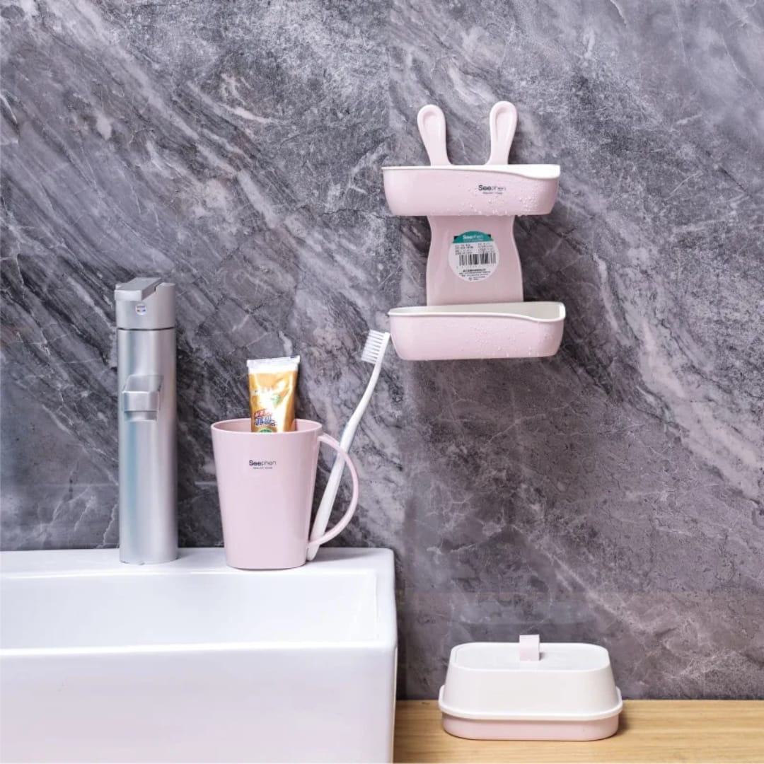 Cute Bunny Soap Holder, Rabbit-Shaped Soap Dish for Bathroom and Kitchen, Decorative Bar Soap Storage Tray for Sink and Countertop Organisation, Charming Everyday Bathroom Accessory