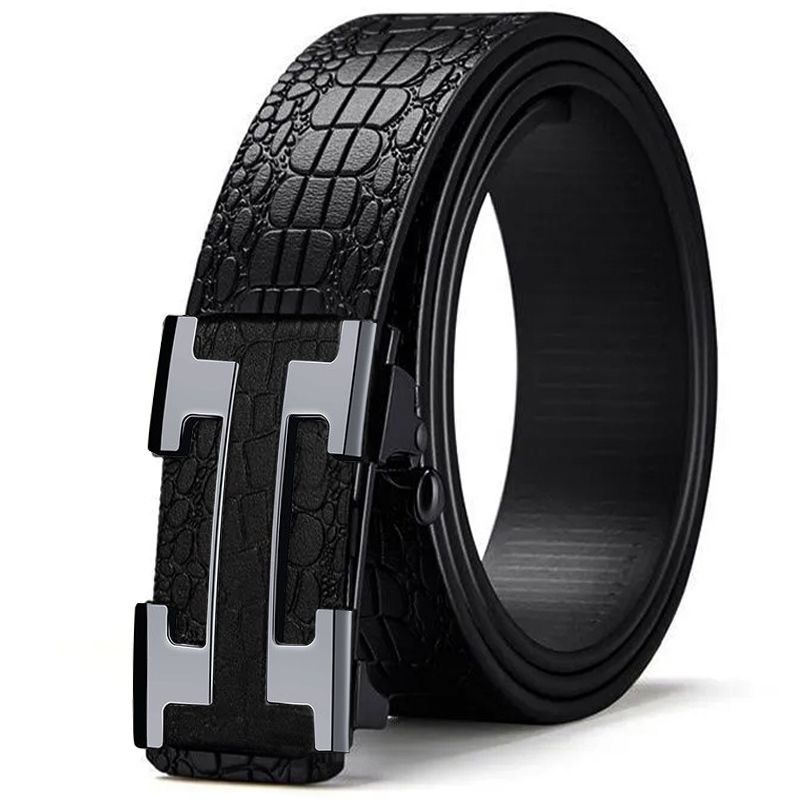 Men Leather Belt Automatic Buckle Official Formal Belt for Men Crocodile Pattern Designer Style Smart Office Belt Mkanda wa Ngozi