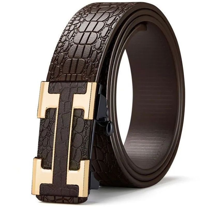 Men Leather Belt Automatic Buckle Official Formal Belt for Men Crocodile Pattern Designer Style Smart Office Belt Mkanda wa Ngozi