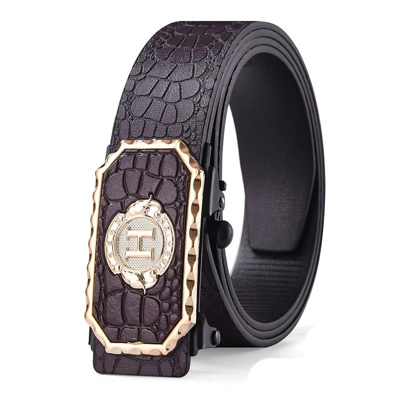 Men Leather Belt Automatic Buckle Official Formal Belt for Men Crocodile Pattern Designer Style Smart Office Belt Mkanda wa Ngozi
