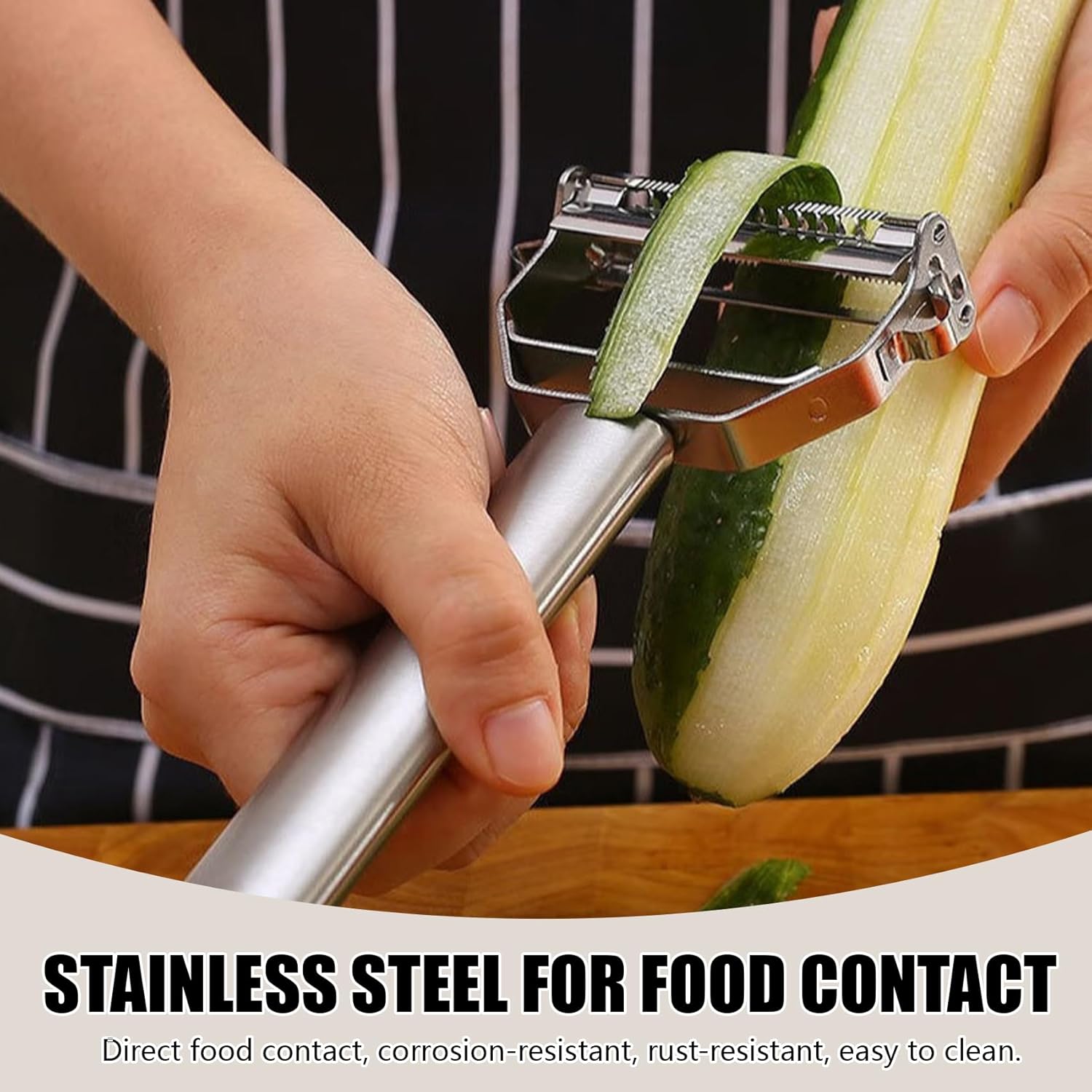 2 in 1 Vegetable Peeler and Julienne Grater Stainless Steel Potato Peeler Carrot Cucumber Cabbage Shredder Sharp Double Blade Kitchen Slicer Non-Slip Handle