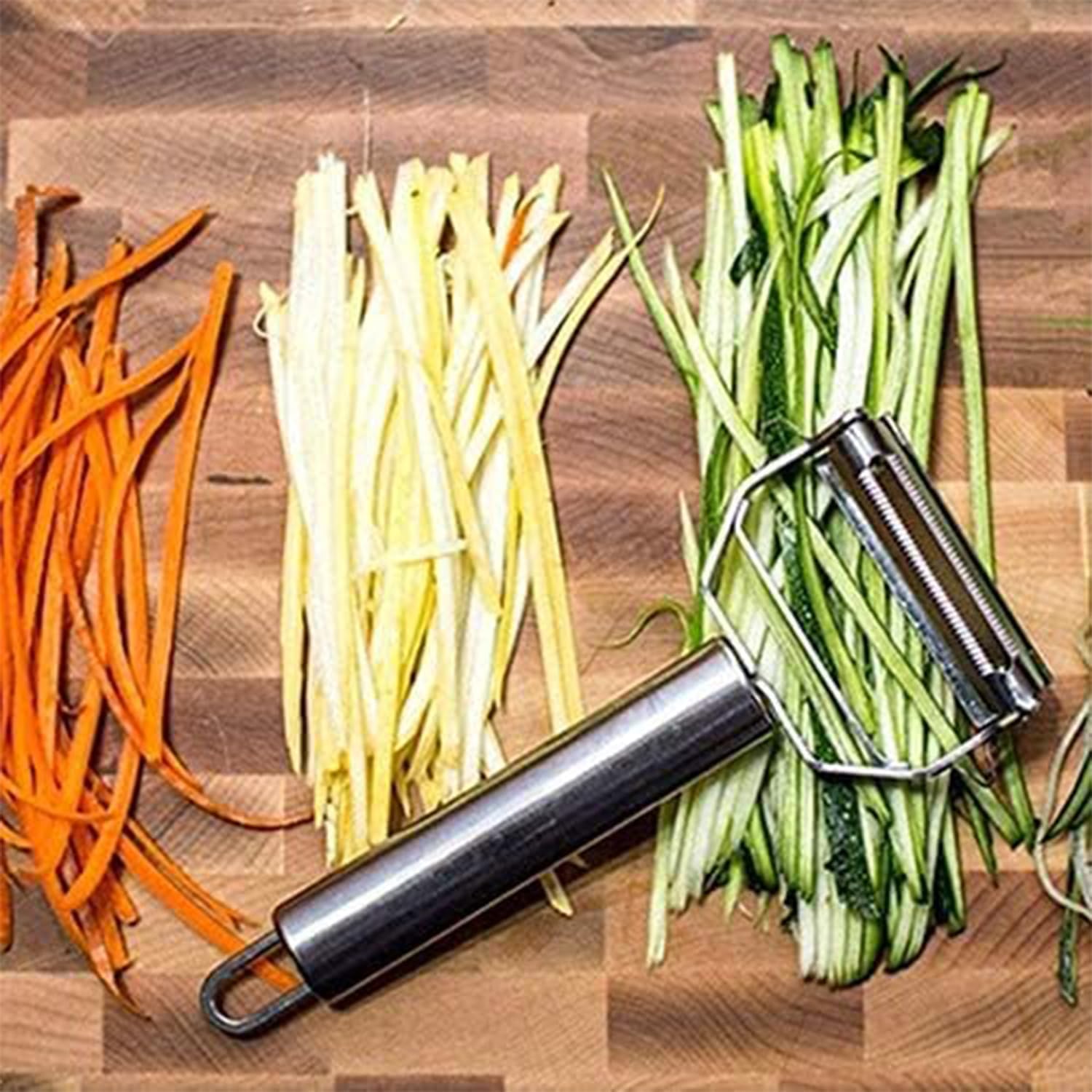 2 in 1 Vegetable Peeler and Julienne Grater Stainless Steel Potato Peeler Carrot Cucumber Cabbage Shredder Sharp Double Blade Kitchen Slicer Non-Slip Handle
