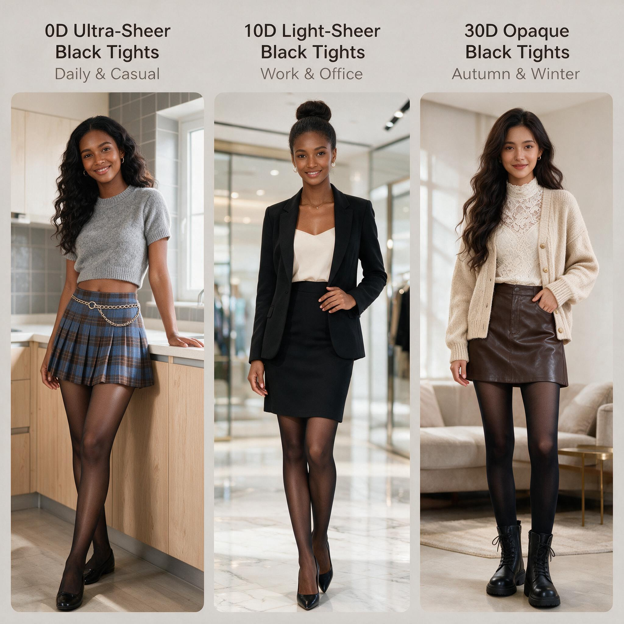3 pcs Black Stockings for Women Sheer Tights Pantyhose Ultra Thin High Stretch Anti-Snag Soft Breathable Office Church Work Wear All Season One Size