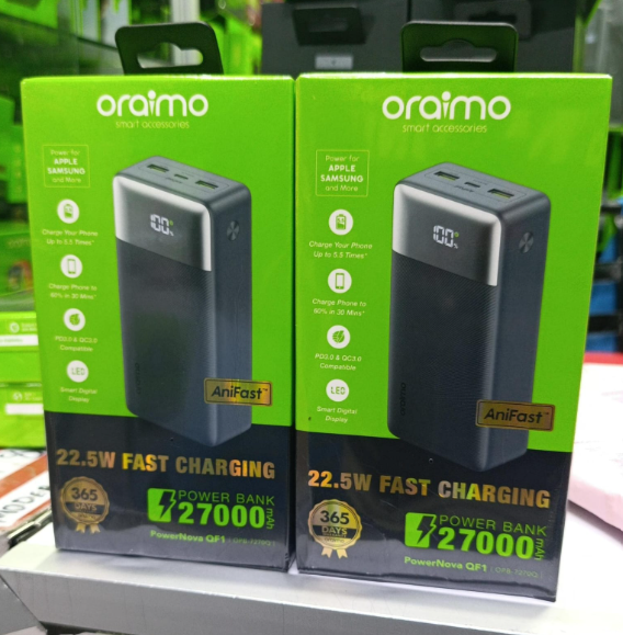 FLASH SALE OFFER  Oraimo PowerNova QF1 27000mAh 22.5W Power Bank, Black