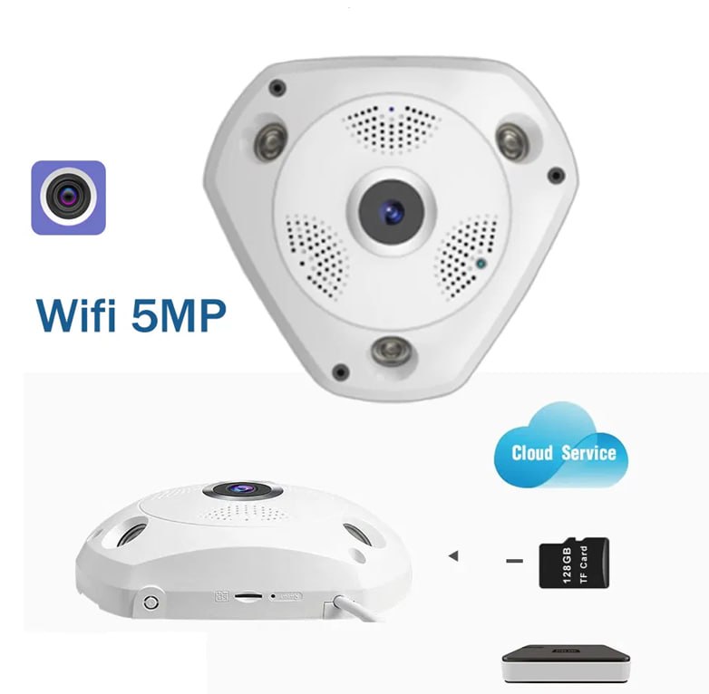 VR CAM 360° Panoramic Camera - White, WiFi, HD, Electronic PTZ