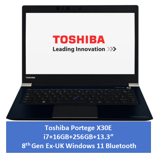 KILICERTIFIED Grade A: Toshiba Portege X30E Intel Core i7 8th Gen 16GB RAM, 256GB SSD | 13.3" Full HD, Windows 11 Pro | 44000 mWh Battery health |6+ Hours Youtube | Refurbished with 9 Months Warranty