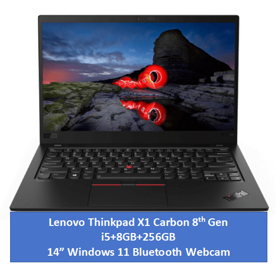 Refurbished Lenovo Thinkpad X1 Carbon 8th Gen i5+8GB+256GB+14" Laptop Windows 11 Student Business Professional Laptop Ultrabook Bluetooth Webcam