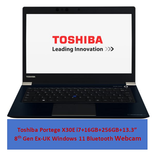 KILICERTIFIED Grade A: Toshiba Portege X30E Intel Core i7 8th Gen 16GB RAM, 256GB SSD | 13.3" Full HD, Windows 11 Pro | 44000 mWh Battery health |6+ Hours Youtube | Refurbished with 9 Months Warranty