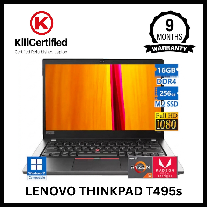 KILICERTIFIED Grade A: Lenovo Thinkpad T495s AMD Ryzen 5 Pro 16GB 256GB SSD | 14" FHD Display | Windows 10 Pro | 50350 mWh Battery Health | 4+ Hours Youtube | Refurbished Work Laptop |9 Month Warranty