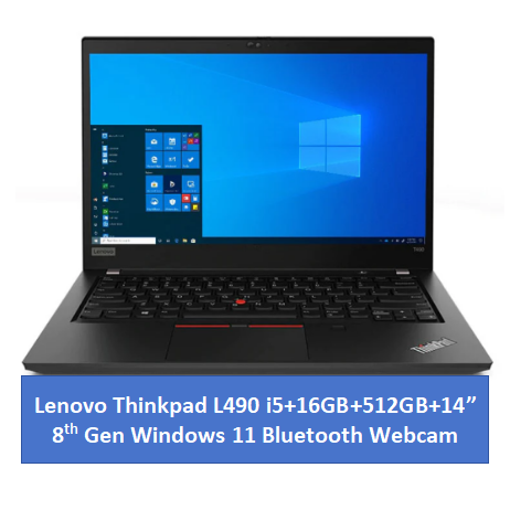 Lenovo Thinkpad L490 Core i5 8th Gen 16GB 512GB SSD | 14" FHD Display | Windows 11 | Battery Health 80% | 4+ Hours Youtube | Refurbished Work Laptop | 9 Months Warranty