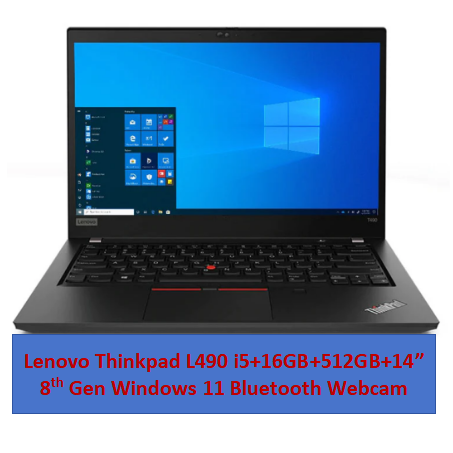 Lenovo Thinkpad L490 Core i5 8th Gen 16GB 512GB SSD | 14" FHD Display | Windows 11 | Battery Health 80% | 4+ Hours Youtube | Refurbished Work Laptop | 9 Months Warranty