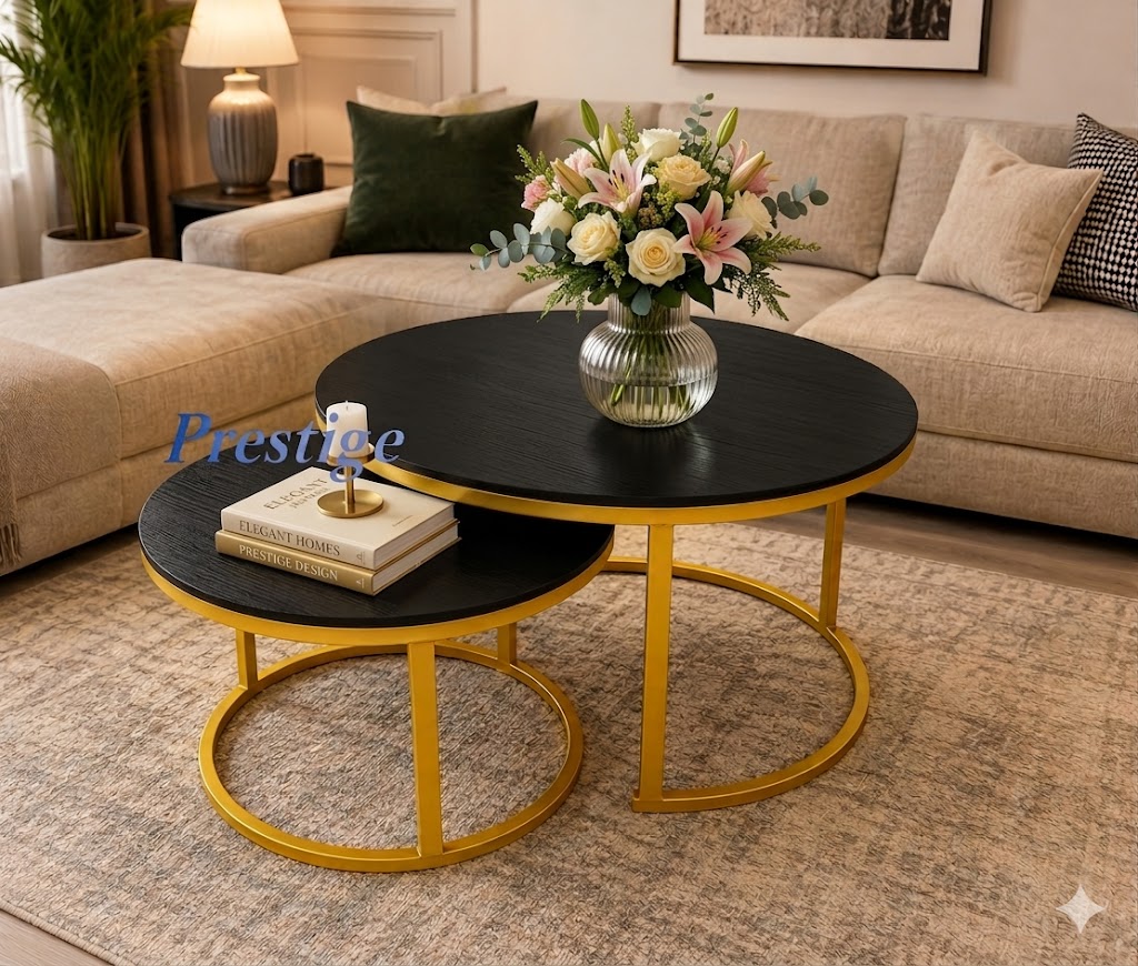 Nesting Bree Nordic luxury coffee table 2 in 1 tables Marble effect  Dining Room Furniture Nesting luxury coffee tables