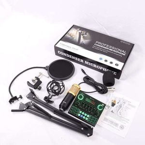 Microphone and Professional Audio V8 Sound Card Set BM800 Mic Studio Condenser Microphones for Karaoke Podcast Recording Live Streaming