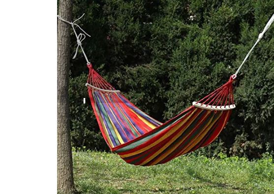 Large Portable Cotton Hammock for 2 Adults – Heavy-Duty Double Camping Hammock (160-300KG Capacity), Foldable Outdoor Garden Swing Bed for Travel, Beach & Backyard