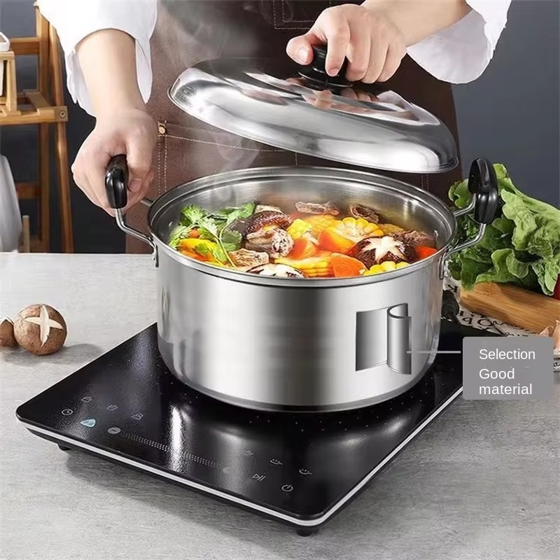 10PCS Stainless Steel Cooking Pot Set with Lids, Multipurpose Kitchen Cookware, Soup & Stock Pots, Induction & Gas Stove Compatible (16/18/20/22/24CM)