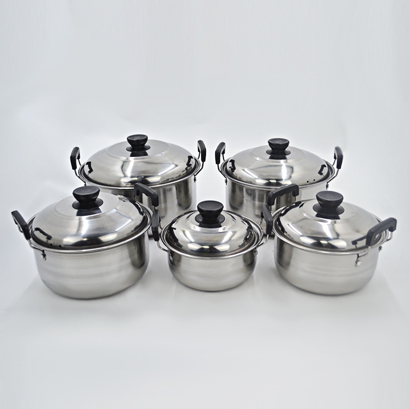 10PCS Stainless Steel Cooking Pot Set with Lids, Multipurpose Kitchen Cookware, Soup & Stock Pots, Induction & Gas Stove Compatible (16/18/20/22/24CM)