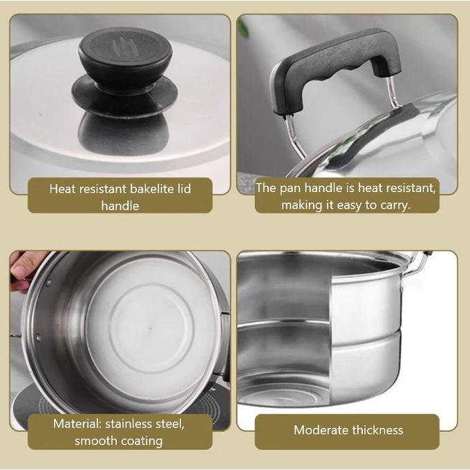 10PCS Stainless Steel Cooking Pot Set with Lids, Multipurpose Kitchen Cookware, Soup & Stock Pots, Induction & Gas Stove Compatible (16/18/20/22/24CM)