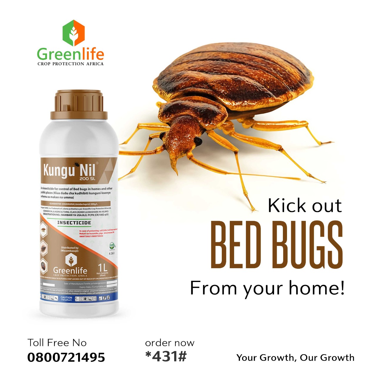 Very Effective!! KUNGUNIL Bedbugs Bedlam Pesticide Kills Bedbugs and their eggs So Fast Insecticide against Kunguni, ,cockroaches and fleas in  in homes, schools, hotel and other public places