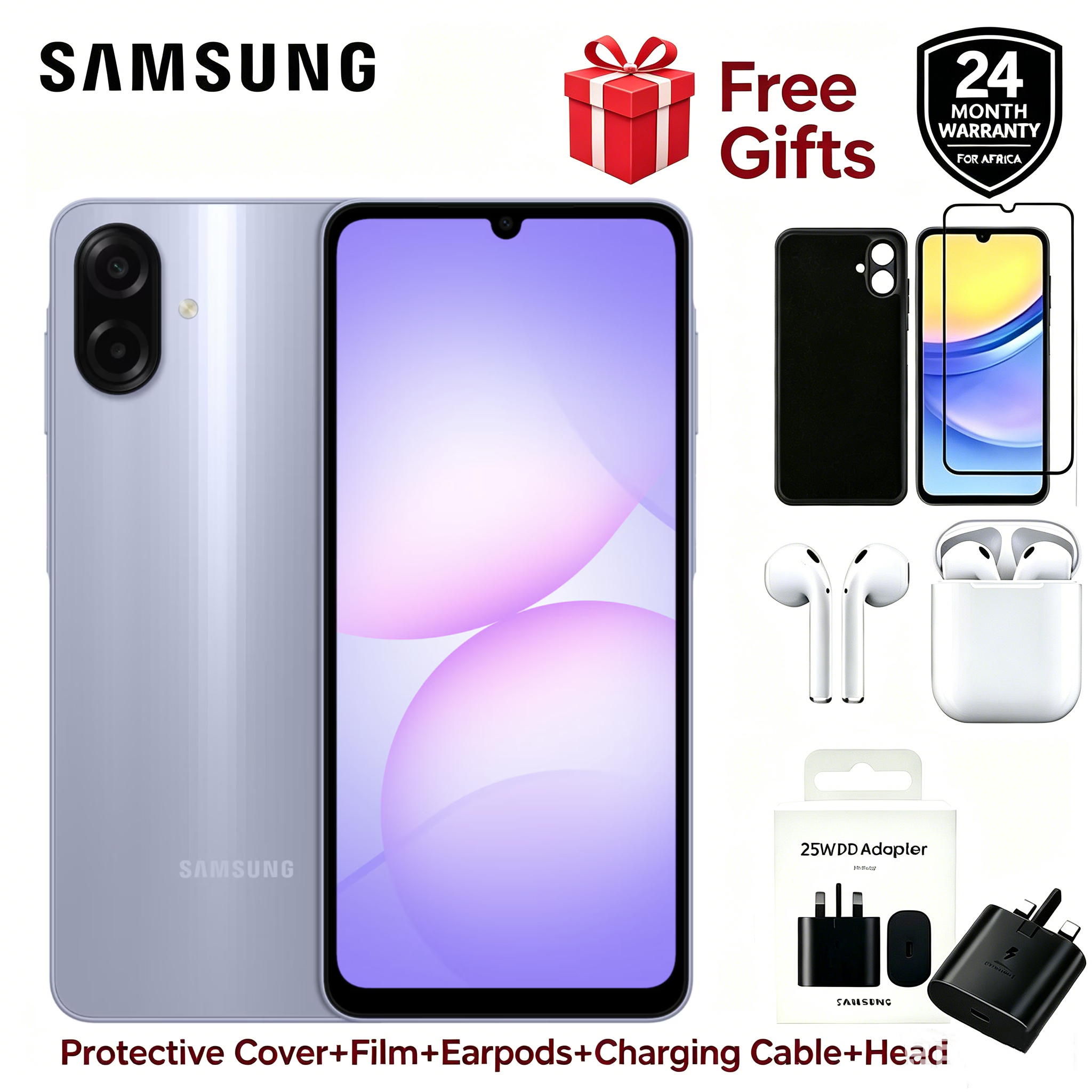 [Free Gifts] Samsung Galaxy A07 128GB+4GB MTK Helio G99 6.7" 90Hz 50MP AI Camera IP54 Waterproof 5000mAh 25W Android 15 Type-C Smart Phones 6X OS Upgrades Samsung A07 phone
