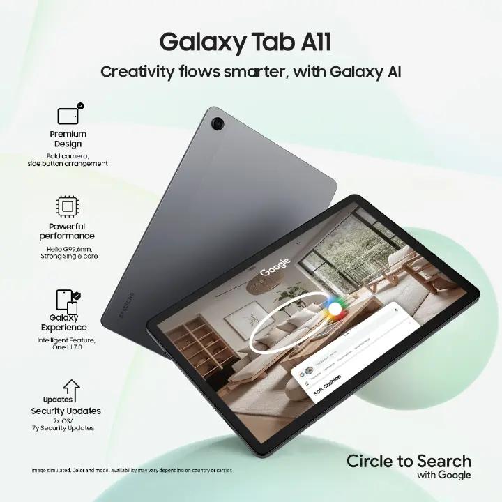 Brand New Samsung Galaxy Tab A11 64GB + 4GB 8.7" 90Hz Display MediaTek Helio G99 5100mAh Battery 8MP Camera Android 15 Tablets