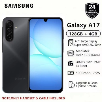 Samsung Galaxy A17 128GB+4GB 6.7" Super AMOLED Display Mediatek Helio G99 50MP 6X OS Upgrades IP54 Waterproof 5000mAh 25W Type-C Smart Phones Samsung A17 AI phone