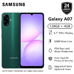 [Limited Offer] Samsung Galaxy A07 128GB+4GB MTK Helio G99 6.7" 90Hz 50MP AI Camera 5000mAh 25W IP54 Waterproof Android 15 Type-C Charge Smart Phones 6X OS Upgrades phone
