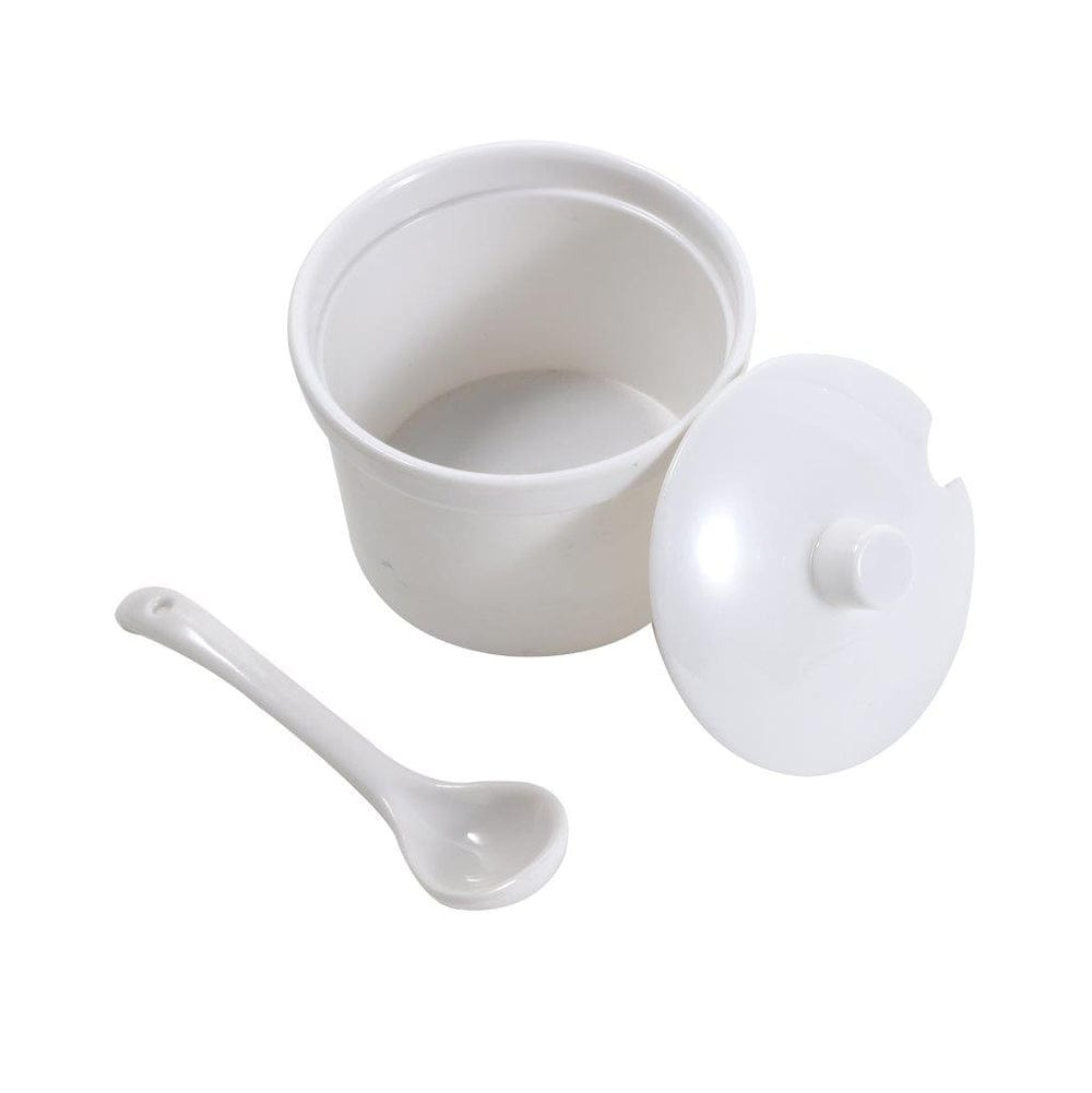 High Quality Plain White Ceramic Round Kitchen Sugar Dish 207ml – Elegant Sugar Bowl with Matching Tea Spoon for Tea, Coffee & Dining Table Use