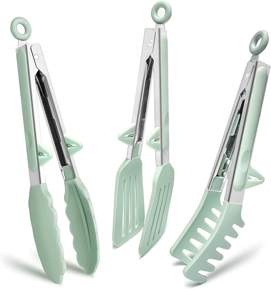 Non-Stick Silicone Kitchen Colored Food Tongs – High Quality Heat Resistant Cooking & Serving Tongs for BBQ, Salad, Baking & Everyday Kitchen Use