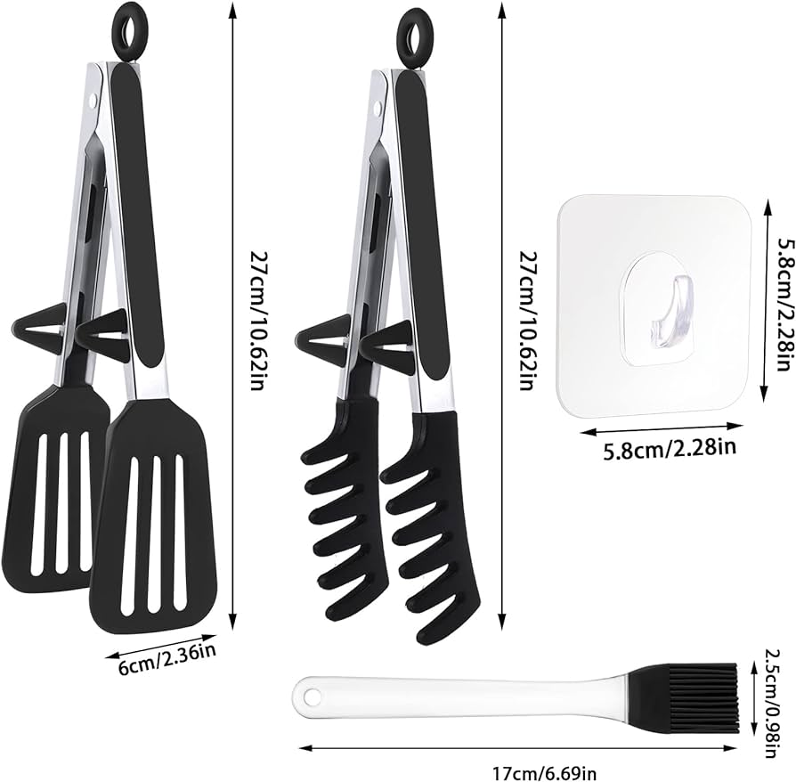 Non-Stick Silicone Kitchen Colored Food Tongs – High Quality Heat Resistant Cooking & Serving Tongs for BBQ, Salad, Baking & Everyday Kitchen Use