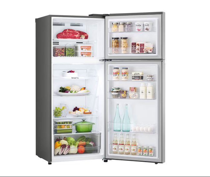 (LIMITED OFFER) LG GN-B472PLMB 375L Double Door Fridge Refrigerator Top Mount Freezer Smart Inverter Energy Saving LinearCooling DoorCooling+ Multi Air Flow Bright LED Light Big Veggie Box