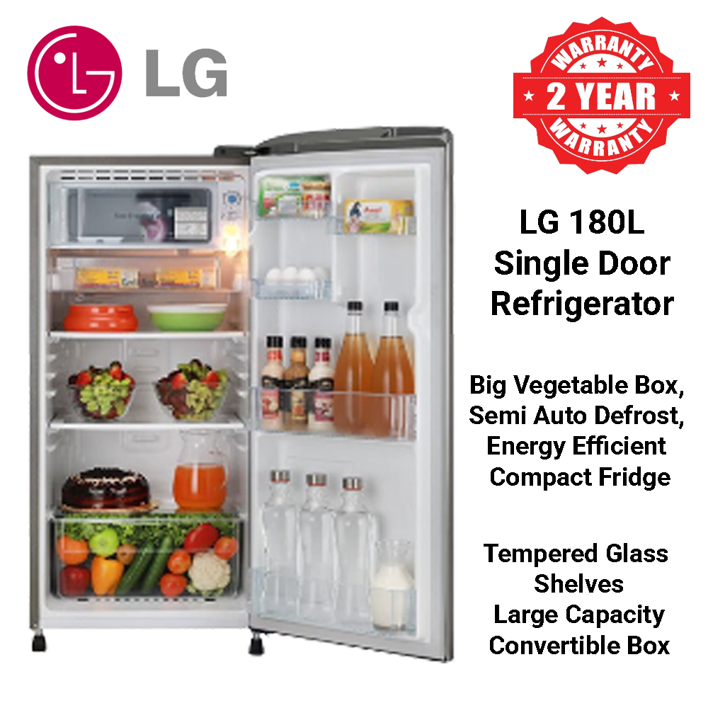 LG 180L Single Door Refrigerator GL-B201SLLB | Smart Inverter Compressor, Moist Balance Crisper, Big Vegetable Box, Semi Auto Defrost, Energy Efficient Compact Fridge