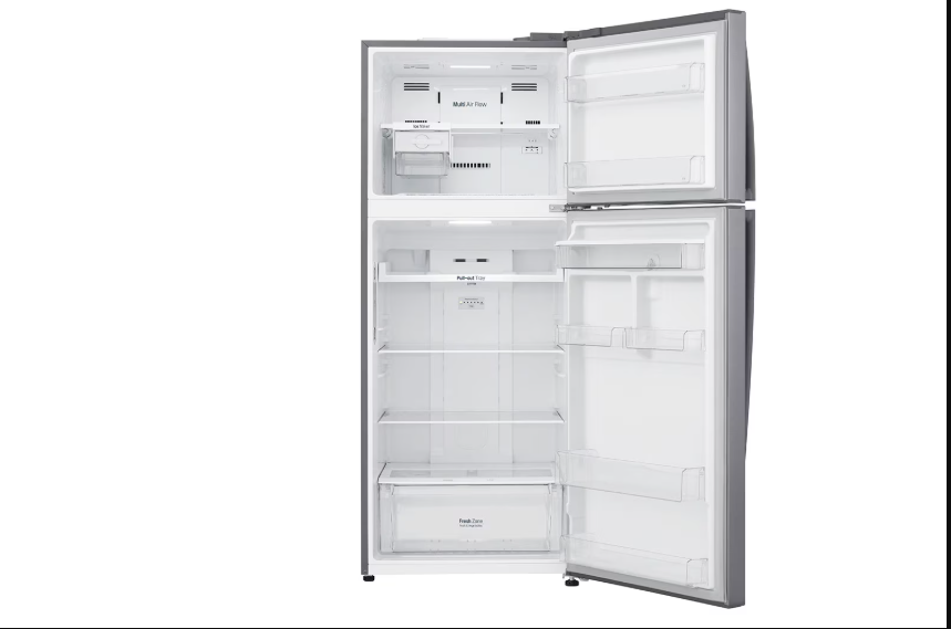 (LIMITED OFFER) LG GL-T652HLCM 438L Double Door Fridge Refrigerator With Water Dispenser Top Mount Freezer Smart Inverter Energy Saving LinearCooling Multi Air Flow Bright LED Light Big Veggie Box