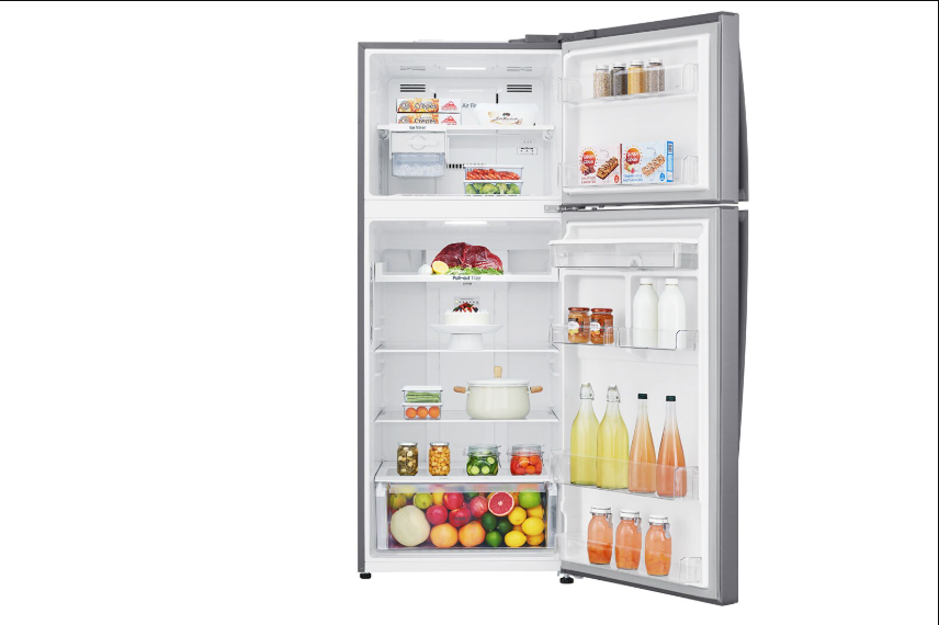 (LIMITED OFFER) LG GL-T652HLCM 438L Double Door Fridge Refrigerator With Water Dispenser Top Mount Freezer Smart Inverter Energy Saving LinearCooling Multi Air Flow Bright LED Light Big Veggie Box