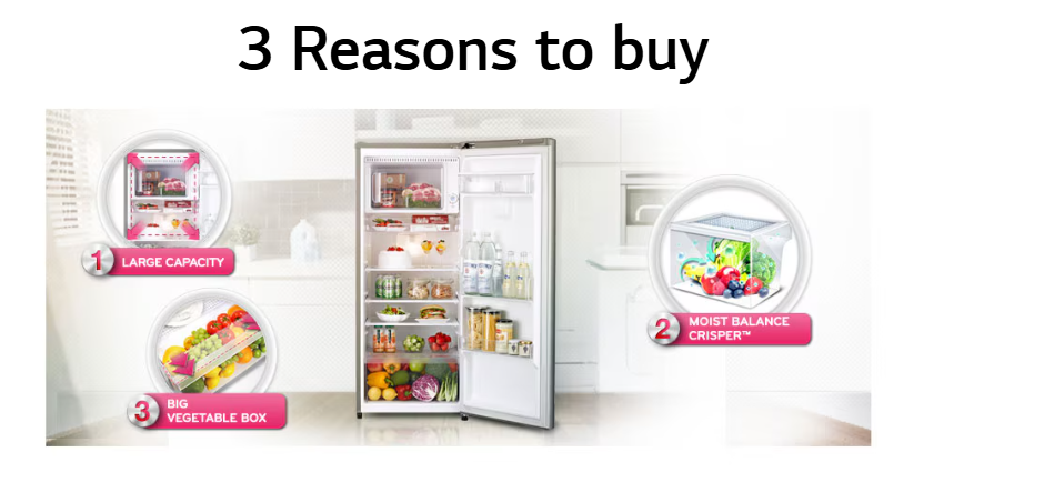 LG 180L Single Door Refrigerator GL-B201SLLB | Smart Inverter Compressor, Moist Balance Crisper, Big Vegetable Box, Semi Auto Defrost, Energy Efficient Compact Fridge