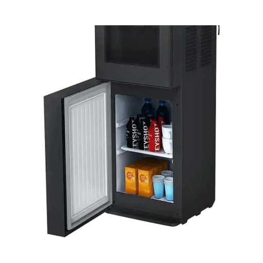 LG Midea Standing Water Dispenser YL2381S-B, Hot Normal Cold Water 3 Taps with Mini Fridge Cabinet, High-Efficiency Compressor Cooling, Transparent Door, Overheat Protection & Child Safety Lock