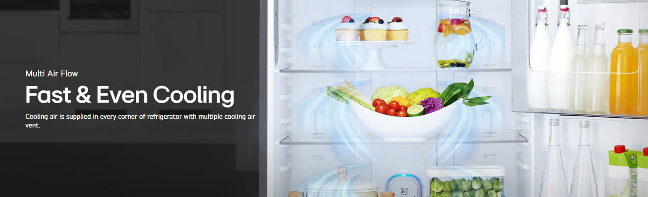 (LIMITED OFFER) LG GN-B262PFSF 287L Double Door Fridge Refrigerator Top Mount Freezer Smart Inverter Energy Saving Prime Silver Multi Air Flow Humidity Controller Moist Balance Crisper Smart Diagnosis