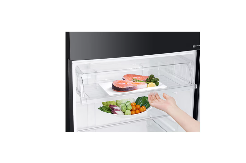 LG GN-C702SGGU 506L Top Mount Double Door Fridge Black Glass Refrigerator Inverter Linear Compressor Door Cooling+ Hygiene Fresh+ Fresh 0 Zone Moving Ice Maker Energy Saving No Frost Refrigerator