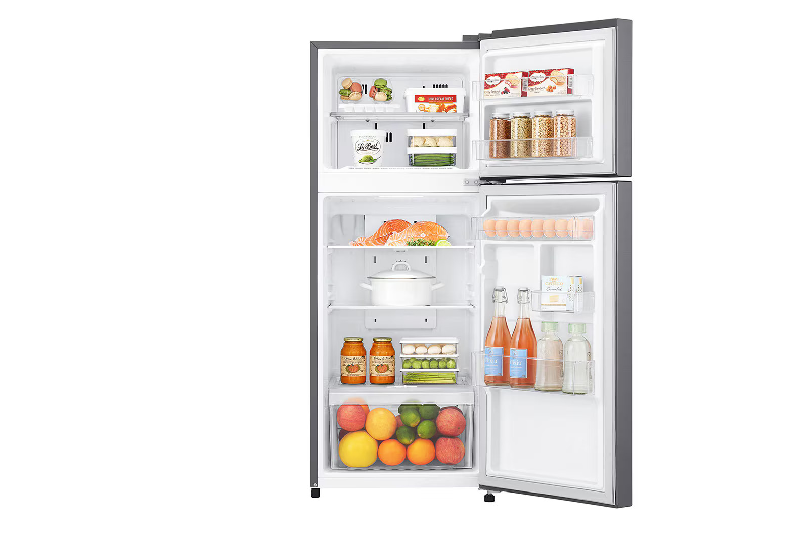(LIMITED OFFER) LG GN-B202SQBB 187L Double Door Fridge Top Freezer Refrigerator Smart Inverter Compressor Energy Saving Multi Air Flow Moist Balance Crisper Big Size Veggie Box LED Lighting