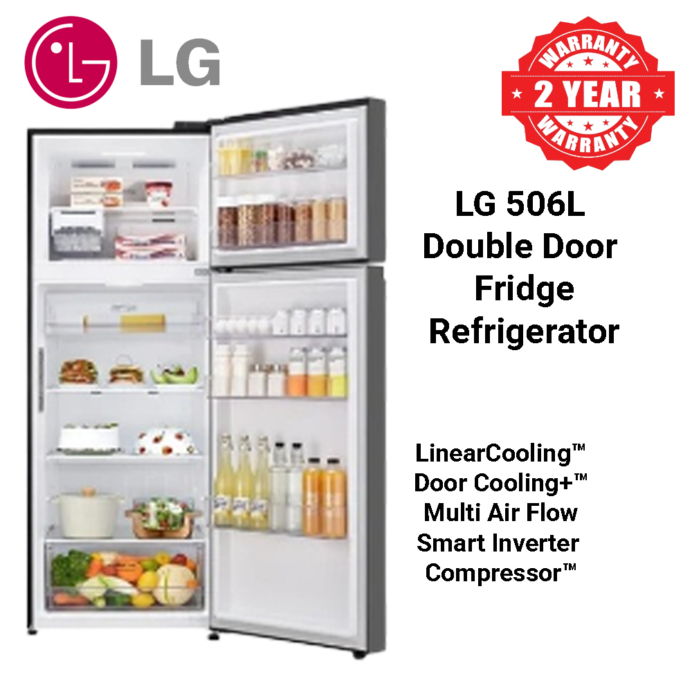 LG GN-C702SGGU 506L Top Mount Double Door Fridge Black Glass Refrigerator Inverter Linear Compressor Door Cooling+ Hygiene Fresh+ Fresh 0 Zone Moving Ice Maker Energy Saving No Frost Refrigerator