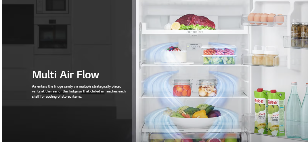 (LIMITED OFFER) LG GL-C252SLBB 234L Double Door Fridge Refrigerator Top Mount Freezer Smart Inverter Energy Saving Multi Air Flow Moving Ice Tray Bright LED Lighting Moist Balance Crisper