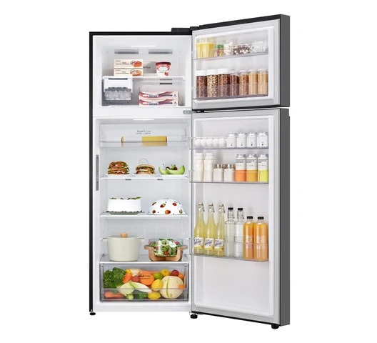 LG 461L Double Door Fridge GL-B452PPFQ Top Mount Refrigerator Black Smart Inverter Compressor Door Cooling+ Hygiene Fresh+ Metal Deco Controller No Frost Energy Saving Refrigerator 461 Litres