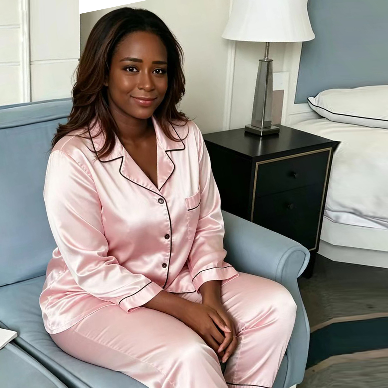 Sets This Year's Popular Work Fine Simple Personality Long Sleeve Home Wear Casual Fashion Silk Satin Pajamas