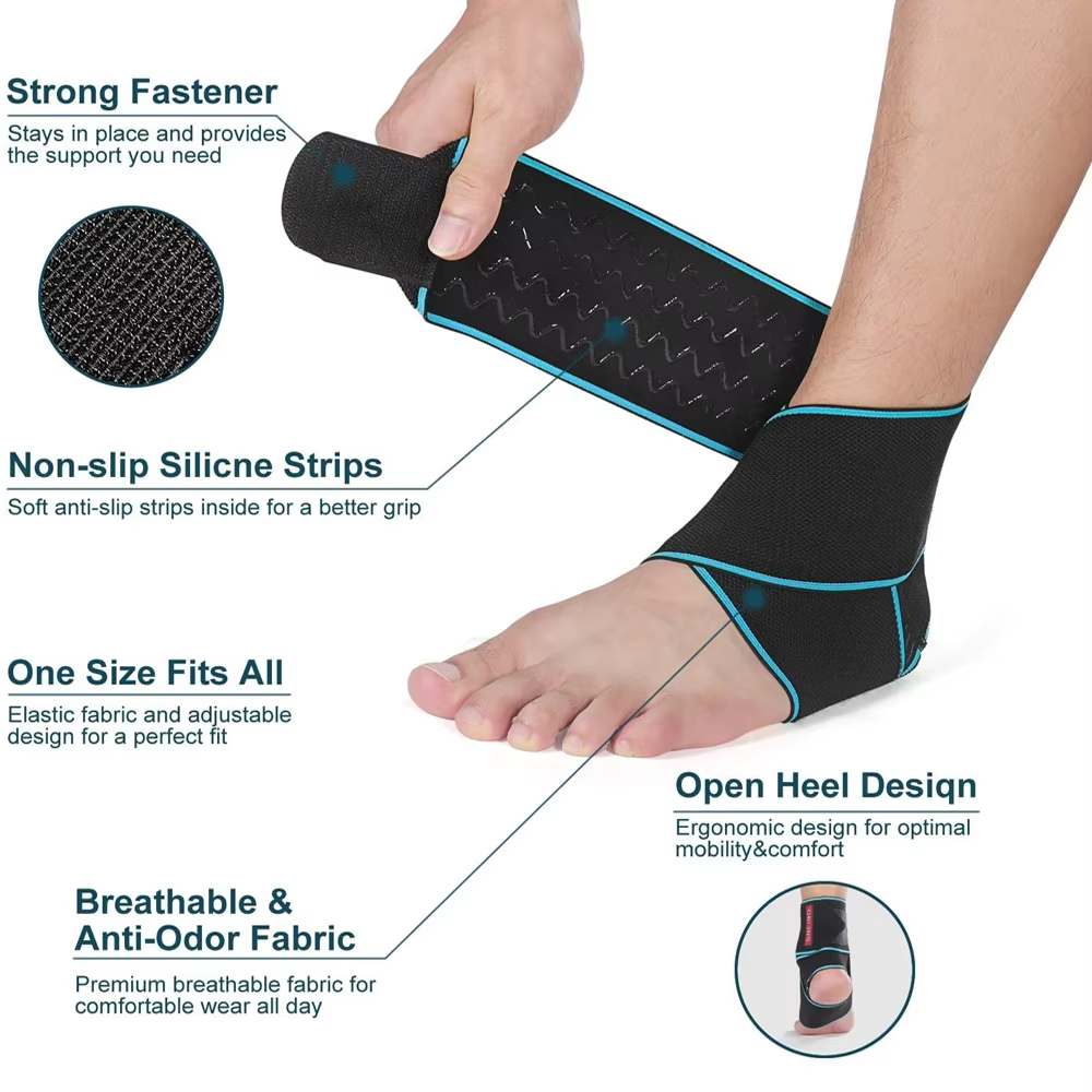 1 PCS Elastic Silicone Ankle Support Brace Strap Basketball Football Professional Ankle Brace Wraps, Adjustable Ankle Stabilizer