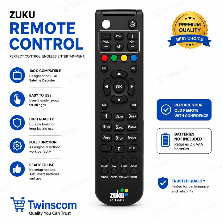 Zuku decoder Remote; creating Africa first triple play brand