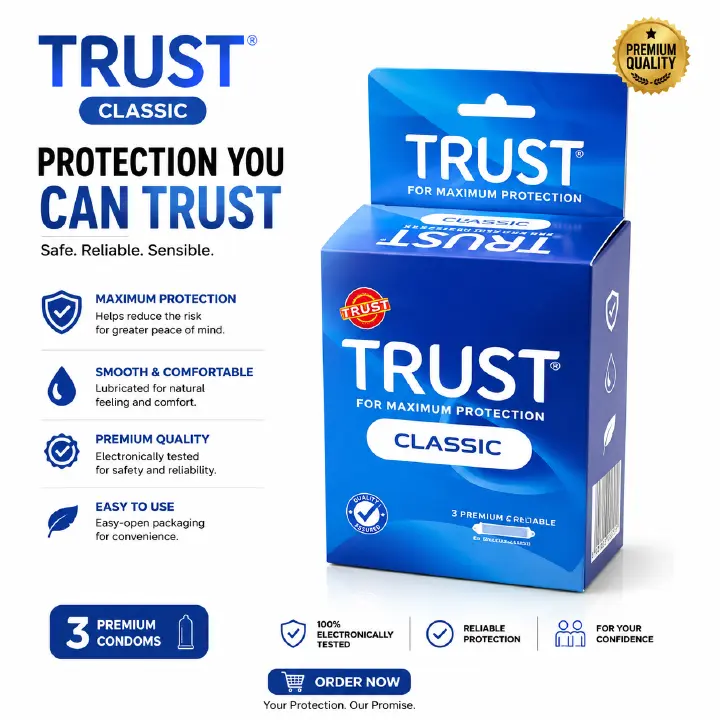 Trust Classic Condoms – 24 Packs × 3 Condoms | 72 Pieces Total