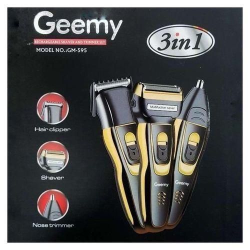 Geemy 3-in-1 Rechargeable professional electric cordless Hair Clipper, Beard Trimmer & Nose Hair Shaver Machine for kinyozi or home use